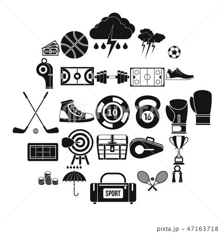 Enhanced training icons set, simple style Enhanced training icons set, simple style 47163718