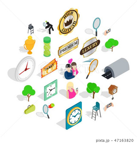 Fan icons set, isometric style 47163820