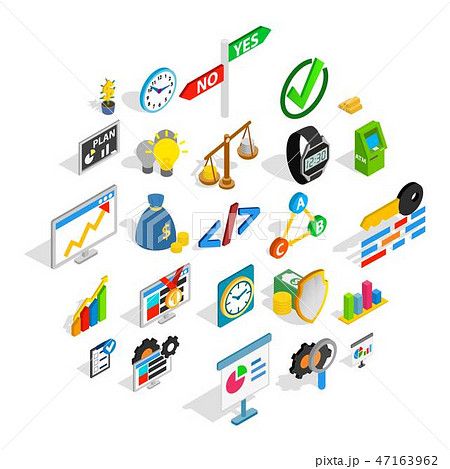 Golden time icons set, isometric style Golden time icons set, isometric style 47163962
