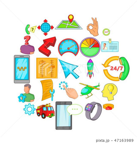 Time management icons set, cartoon style Time management icons set, cartoon style 47163989