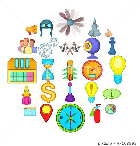 Temporary difficulty icons set, cartoon style Temporary difficulty icons set, cartoon style 47163995