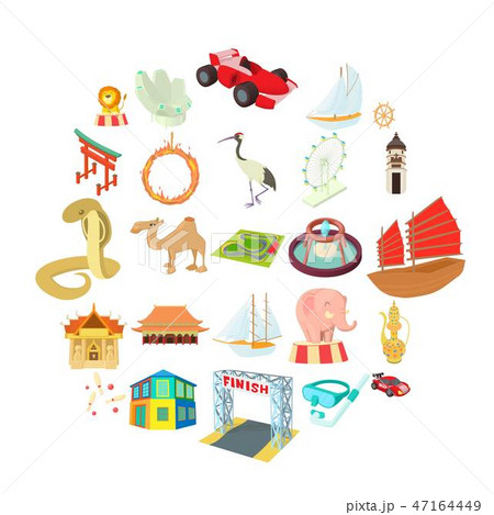 Deception of a tourist icons set, cartoon style 47164449