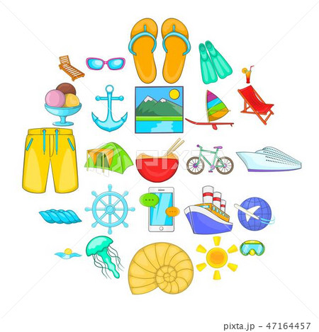 Wild rest icons set, cartoon style Wild rest icons set, cartoon style 47164457