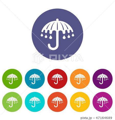 Wet umbrella icons set vector color 47164689