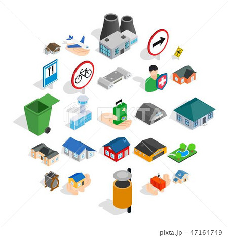 Regional center icons set, isometric style 47164749