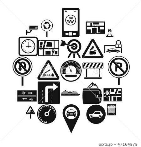 Traffic icons set, simple style Traffic icons set, simple style 47164878