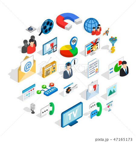 Educational video icons set, isometric style 47165173