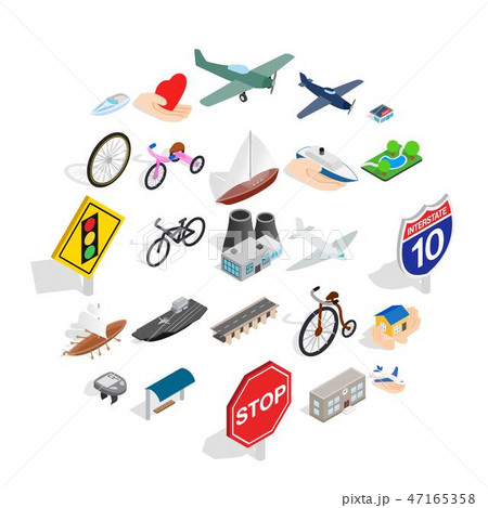 Environmentally friendly vehicle icons set, isometric style 47165358