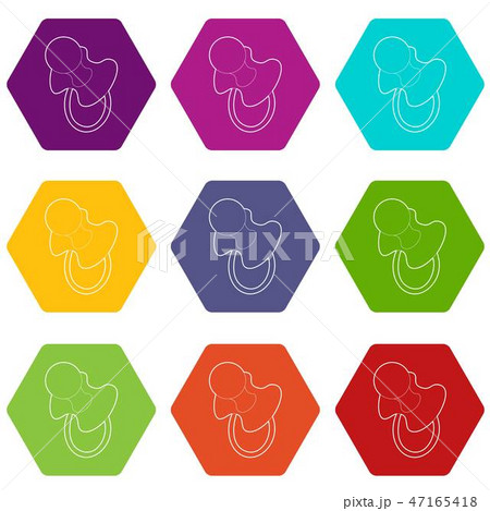 Baby pacifier icons set 9 vector 47165418