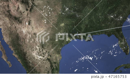 Commercial airplane flying to Austin, United States, 3D rendering  47165753