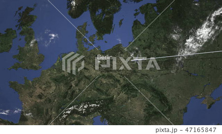 Plane arrives to Berlin, Germany from east, 3D rendering Plane arrives to Berlin, Germany from east, 3D rendering 47165847