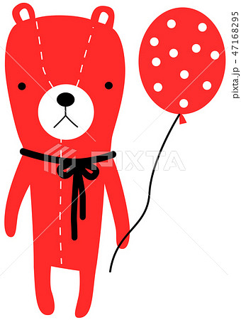 かわいい クマ くま 熊 赤い風船のイラスト素材