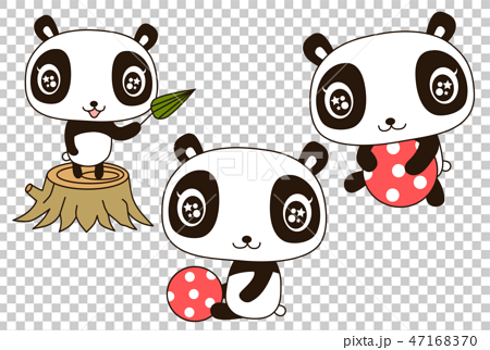Life, ball, stump, play of pretty panda - Stock Illustration [47168370] -  PIXTA
