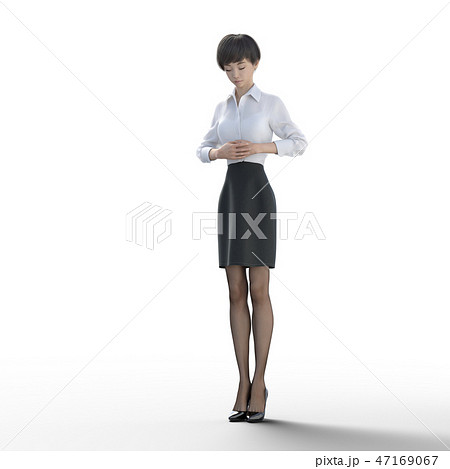 ポーズするビジネスウェアの女性 perming3DCGイラスト素材 ポーズするビジネスウェアの女性 perming3DCGイラスト素材 47169067