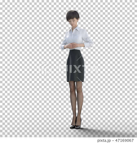 ポーズするビジネスウェアの女性 perming3DCGイラスト素材 ポーズするビジネスウェアの女性 perming3DCGイラスト素材 47169067