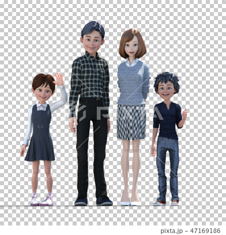 仲良し家族 親子4人 perming3DCGイラスト素材 仲良し家族 親子4人 perming3DCGイラスト素材 47169186