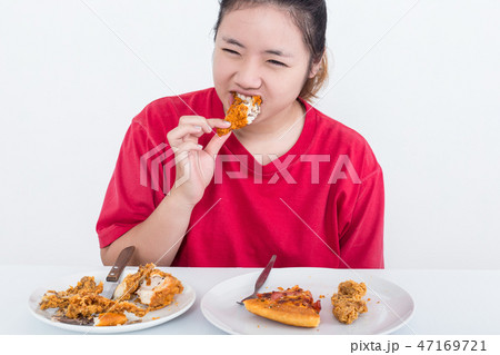 Woman with fast food Woman with fast food 47169721