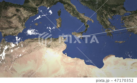 Commercial airplane flying to Tunis, Tunisia, 3D rendering Commercial airplane flying to Tunis, Tunisia, 3D rendering 47170352