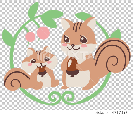 親子の可愛いシマリス Parent And Child Cute Chipmunks のイラスト素材