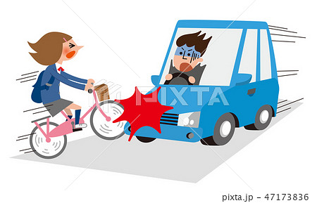 自転車と自動車の衝突事故 47173836