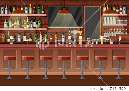 Interior Of Pub Cafe Or Bar のイラスト素材 47174599 Pixta