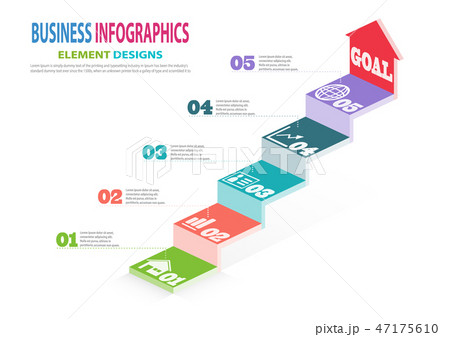 Infographics business template with steps for Pres Infographics business template with steps for Pres 47175610