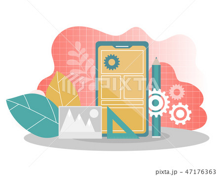 Mobile application development - flat vector illustration. Mobile app building Mobile application development - flat vector illustration. Mobile app building 47176363