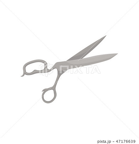 Large metal scissors. Dressmaker shears. Cutting instrument with long open blades. Tool for sewing Large metal scissors. Dressmaker shears. Cutting instrument with long open blades. Tool for sewing 47176639