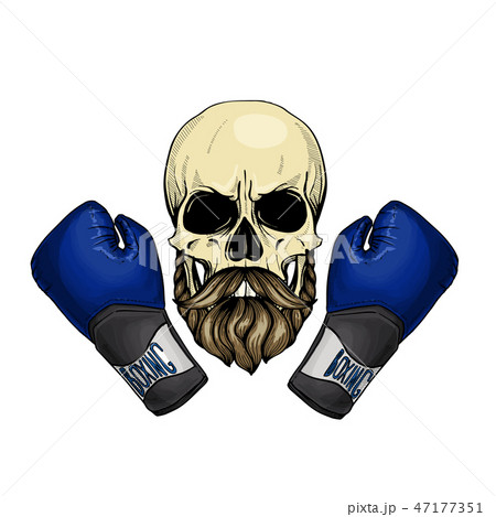 Color angry skull with boxing gloves Color angry skull with boxing gloves 47177351
