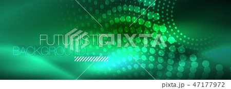 Blue neon dotted circles abstract background, technology energy 47177972