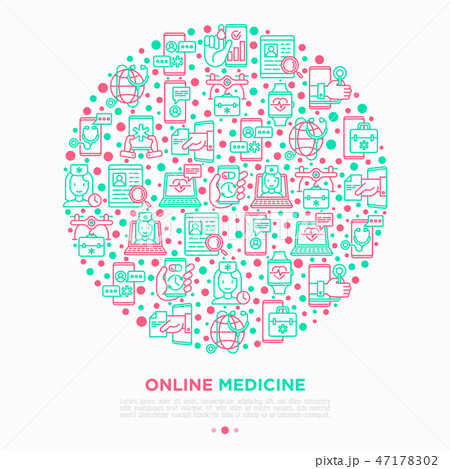Online medicine, telemedicine concept in circle 47178302