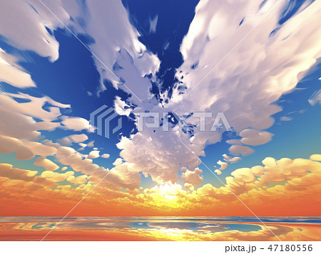 風と雲と海とのイラスト素材 [47180556] - PIXTA