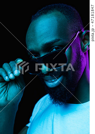 Close up portrait of a young african man indoors 47181847