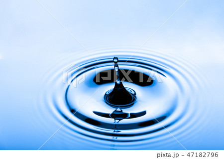 Blue water droplets on a shiny surface Blue water droplets on a shiny surface 47182796