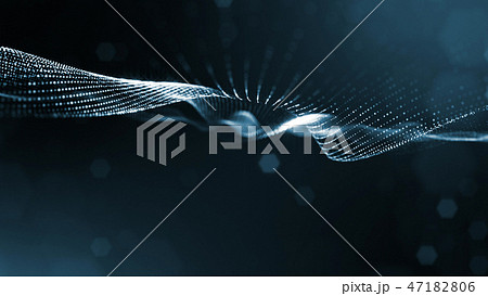 Particles form line and surface grid. 3d rendering. Science fiction background of glowing particles Particles form line and surface grid. 3d rendering. Science fiction background of glowing particles 47182806