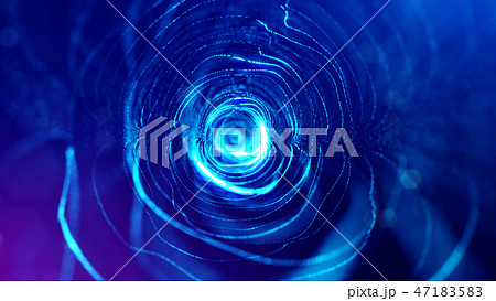 Particles form line and surface grid. 3d rendering. Science fiction background of glowing particles 47183583