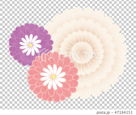 Cut material-Japanese style flower 16 tech 47184151