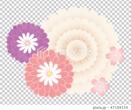 Cut material-Japanese style flower 14 tech 47184154
