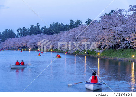 青森県 弘前城の夜桜 青森県 弘前城の夜桜 47184353