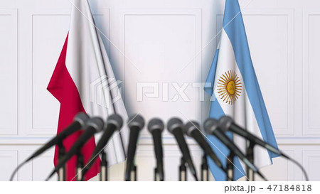 Flags of Poland and Argentina at international meeting or conference. 3D rendering Flags of Poland and Argentina at international meeting or conference. 3D rendering 47184818