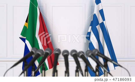 Flags of South Africa and Greece at international meeting or conference. 3D rendering 47186093