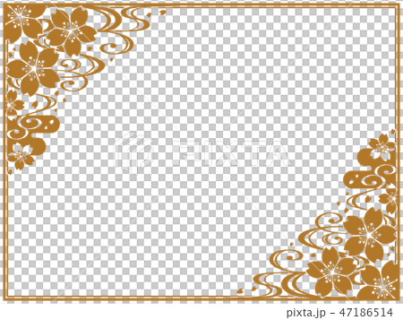 和風な桜の金のフレームのイラスト素材