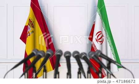 Flags of Spain and Iran at international meeting or conference. 3D rendering 47186672
