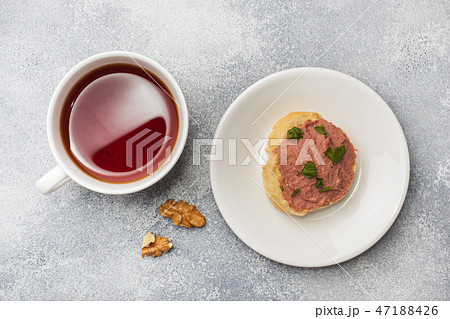 Sandwiches with chicken pate and butter  47188426