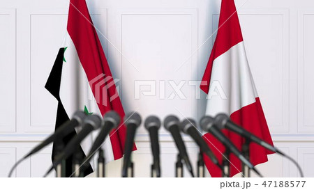 Flags of Syria and Peru at international meeting or conference. 3D rendering 47188577