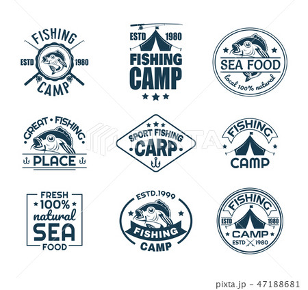 Set of isolated fishing sport logo with fish 47188681