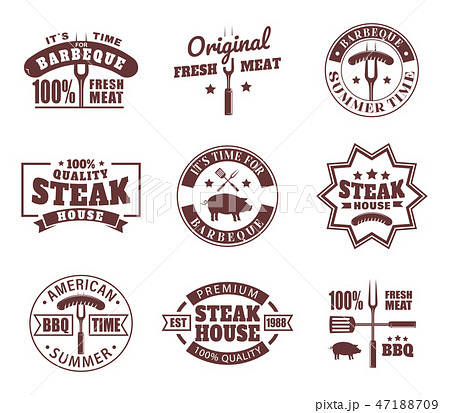 Set Of Isolated Logo For Meat Restaurant のイラスト素材