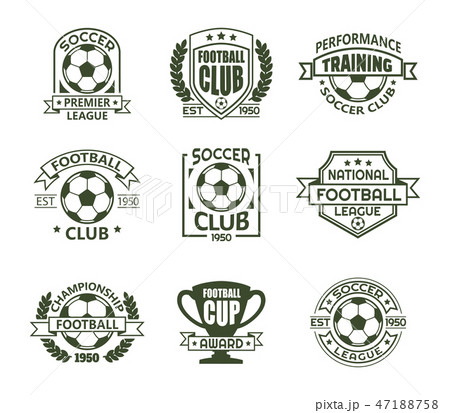 Set of isolated vintage soccer club signs Set of isolated vintage soccer club signs 47188758