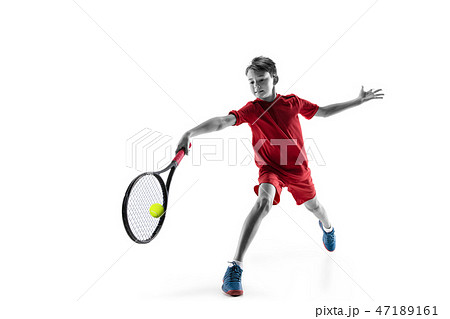 Young tennis player isolated on white Young tennis player isolated on white 47189161