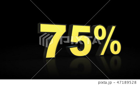 seventy-five 75 percent 3D rendering seventy-five 75 percent 3D rendering 47189528